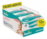 PAMPERS niisked salvr&auml;tikud Wipes Sensitive Plastic Free, 12x52 vnt., 80874487