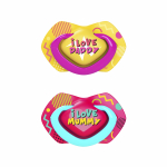CANPOL BABIES silikoonist s&uuml;mmeetriline lutt NEON LOVE, 6-18k, 2 tk, 22/653_pin