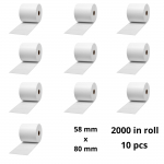 Termilised sildid 58 mm x 80 mm, core 40 mm, rull 2000 tk komplekt 10 t&uuml;kki