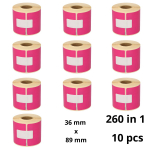 Dymo 99012 Pink S0722400 etiketi rull Dore analoog komplekt 10 t&uuml;kki