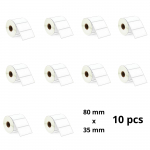 Zebra 80mm x 35mm termopaberist etiketid 25 mm s&uuml;damikuga, tootja Dore, 10 tk