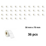 Zebra 70mm x 50mm termopaberist etiketid 25 mm s&uuml;damikuga, tootja Dore, 36 tk