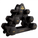 Hantlite komplekt + Hantliriiul TUNTURI&nbsp;CENTURI NEOPREEN 3 Paari