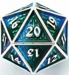 Spindow Metal Behemoth Chonk D20-Silver w/Blue&Green 45mm