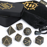 Tabletop RPGs 7pc Metal Dice Set with Case and Dice Bag