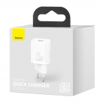 Baseus Super Si 20W USB-C QC3.0 PD seinalaadija, valge