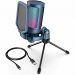 FIFINE A6VB kardioidne juhtmega mikrofon (sinine) RGB | USB