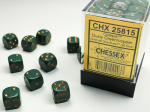 Chessex Opaque 12mm d6 with pips Dice Blocks (36 Dice) - Dusty Green/Gold