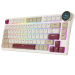 Royal Kludge RK N80 RGB Rosy Clouds juhtmevaba klaviatuur |75%, Hot-swap, Brown l&uuml;litid, US