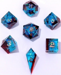 Captured Magic Sharp Edge RPG Resin Dice Set - Red with Blue