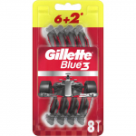 &Uuml;hek. raseer. Gillette BLUE 3 Red 6+2 tk
