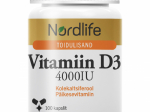 Nordlife Vitamiin D3 kapslid 4000IU N100