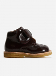 WHEAT - Laste nahkjalatsid, VELCRO BOWY, EGGPLANT