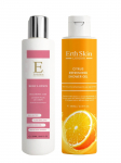 ERTH SKIN LONDON - Tsitrusel&otilde;hnaline v&auml;rskendav du&scaron;igeel (300 ml) ja h&uuml;aluroonhappe/kollageeni kehakreem (250 ml).