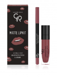 GOLDEN ROSE - Vedel matt huulev&auml;rv + Huulepliiats, komplekt LIPKIT ROSE