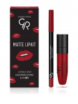 GOLDEN ROSE - Vedel matt huulev&auml;rv + Huulepliiats, komplekt LIPKIT SCARLET