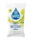 GO WIPES - Niisked salvr&auml;tikud vitamiinide ja lubjaga ning antibakteriaalse toimega, 15 tk.