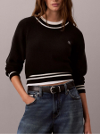 CALVIN KLEIN JEANS - Naiste kampsun, WOVEN LABEL CREWNECK SWEATER
