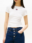 TOMMY JEANS - Naiste l&uuml;hikeste varrukatega T-s&auml;rk, TJW SLIM BADGE RIB TEE