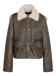 NOISY MAY - Talvine naiste jope, NMSHELLY TEDDY COLLAR PU JACKET
