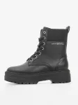 TOMMY HILFIGER - Naiste poolhooaja saapad, NAHA ELASTIC RIB LACEUP, nahkrihmakas