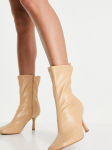 ASOS - Naiste kontsad, ASOS DESIGN ROMA SQUARE TOE HEELED SOCK BOOTS IN CAMEL