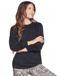 SKECHERS - Pikkade varrukatega naiste T-s&auml;rk, Skechers Skechluxe Restful Crew LT181-BLK