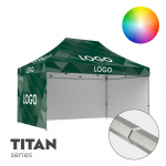 Reklaamtelk 3x4.5 valitud v&auml;rvitoonis Zeltpro TITAN koos katuse ja 3 seina tr&uuml;kiga