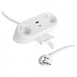 Kodune kruvikinnitusega pikendusjuhe, 3 x 1.5 mm, 1.5 m, 2 pistikupesa, USB A/C, valge