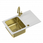 Valamu kraaniga Quadron MICHAEL 111, FUS_M7848BIPVDG1_3323502_PVDBSG1, valge/kuldne