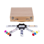 Domino Mexican Train Double 12, luksuslik p&ouml;&ouml;gipuust karp, 91 klotsi