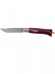 Opinel Trekking No.8 nuga roostevabast terasest teraga ja burgundipunase k&auml;epidemega