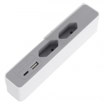 Majapidamise pikendusjuhe, 2 x 1.0 mm, 2 m, 2 Euro pistikupesa, USB A/C, valge/hall
