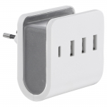 Laadija 3 x USB-A, 1 x USB-C, valge/hall