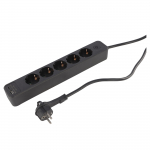 Maandusega majapidamise pikendusjuhe, 3 x 1.5 mm, 1.5 m, 5 pistikupesa, USB A/C, must