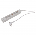 Maandusega majapidamispikendusjuhe, 3 x 1.5 mm, 1.5 m, 5 pistikupesa, USB A/C, valge