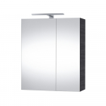 Seinale kinnitatav vannitoakapp kahe peegeluksega, LED valgusti ja pistikupesaga Riva SV60C-2, Woodflow Ash