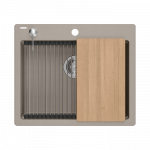 Valamu koos jaoturi ja puitplaadiga Quadron KURT 110, HCQK5052ST, pehme taupe (pruun)