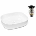 Lauapealne kraanikauss SAPHO SOLO 50x40cm musta ventiiliga, SLM5040+MUKKBL