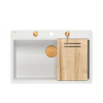 Valamu koos jaoturi, sifooni ja l&otilde;ikelauaga Quadron MARC 110 FM, HQM7650U1_FM_PVDC1, valge