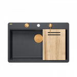 Valamu koos dosaatori, sifooni ja l&otilde;ikelauaga Quadron MARC 110 FM, HQM7650U8_FM_PVDC1, must teemant