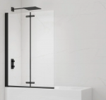 Vannitoa sein SIKO SAT SK 105x150cm, l&auml;bipaistev, mustade hingedega