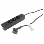 Maandusega kodune pikendusjuhe, 3 x 1,5 mm, 1,5 m, 3 pistikupesa, USB A/C, must