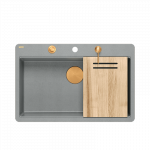 Valamu koos dosaatori, sifooni ja l&otilde;ikelauaga Quadron MARC 110 FM, HQM7650U5_FM_PVDC1, h&otilde;bedane kivi