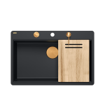 Valamu koos jaoturi, sifooni ja l&otilde;ikelauaga Quadron MARC 110 FM, HQM7650U7_FM_PVDC1, tahma