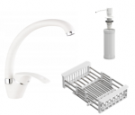 Valamu segisti, korvi ja jaoturi komplekt Quadron TW7040+MFS1001WHM+B3821_WHM