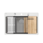 Valamu koos jaoturi, puitplaadi ja &auml;ravoolutoruga Quadron MARC 110 FM, HQM7650U1_FM_BS, valge