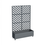 Metallist lillekast privaatsusseina ja ratastega HATIS, 119.5 &times; 40.6 &times; 185.5 cm, antratsiit