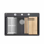 Valamu koos jaoturi, puitplaadi ja &auml;ravoolutoruga Quadron MARC 110 FM, HQM7650U8_FM_BS, must teemant