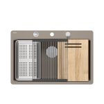 Valamu koos jaoturi, puitplaadi ja &auml;ravoolutoruga Quadron MARC 110 FM, HQM7650U4_FM_BS, pehme taupe